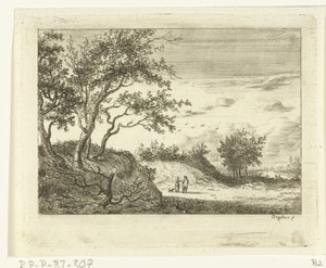 Duinlandschap met man, vrouw en hond