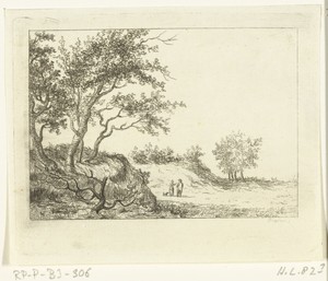 Duinlandschap met man, vrouw en hond