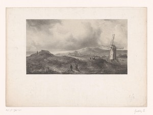 Duinlandschap met molen