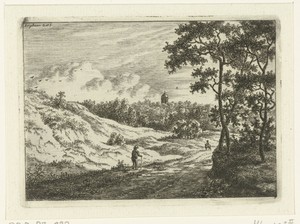 Duinlandschap met wandelaar bij Bloemendaal