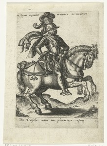 Duitse ruiter in zwart harnas