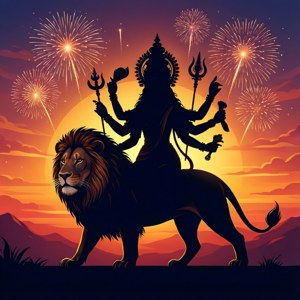 Durga Silhouette Sunset