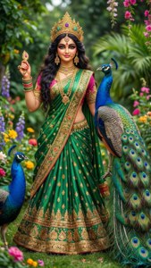 Durga with Peacock