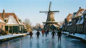 Dutch Winter Ice Skating