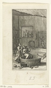 Duyfken wordt gewassen in bad en gekleed
