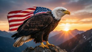 Eagle and Flag Sunrise