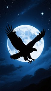 Eagle Silhouette and Moon