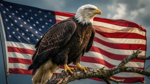 Eagle with Flag Drape
