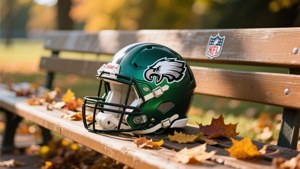 Eagles Helmet on Bench