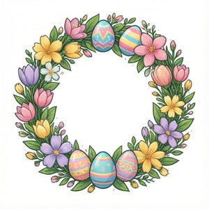Easter Wreath Flowers Eggs