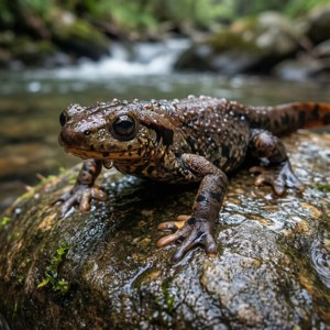 Eastern Newt on Wet Rock