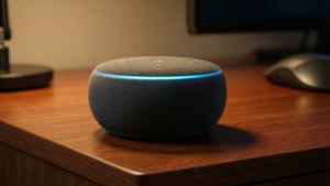 Echo Dot on Wood