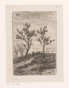 Eenzame wandelaar in een landschap