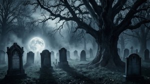 Eerie Cemetery Night