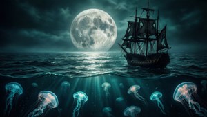 Eerie Moonlit Ship