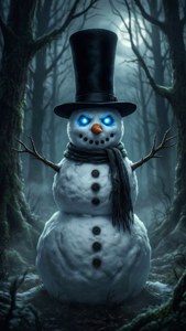 Eerie Moonlit Snowman