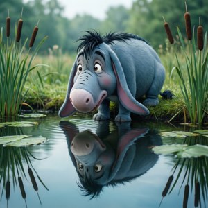 Eeyore Reflecting in Pond