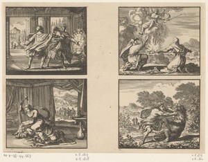 Eglon door Ehud gedood / Jaël doodt Sisera / Offer van Manoach / Simson verslaat de leeuw