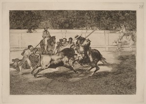 El esforzado Rendon picando un toro, de cuya suerte murio en plaza de Madrid (The Forceful Rendon Stabs a Bull with the Pique, from Which Pass He Died in the Ring at Madrid)