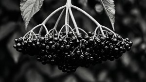 Elderberry Branch Black White