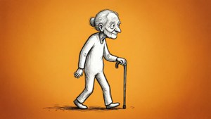 Elderly Stick Figure Walk