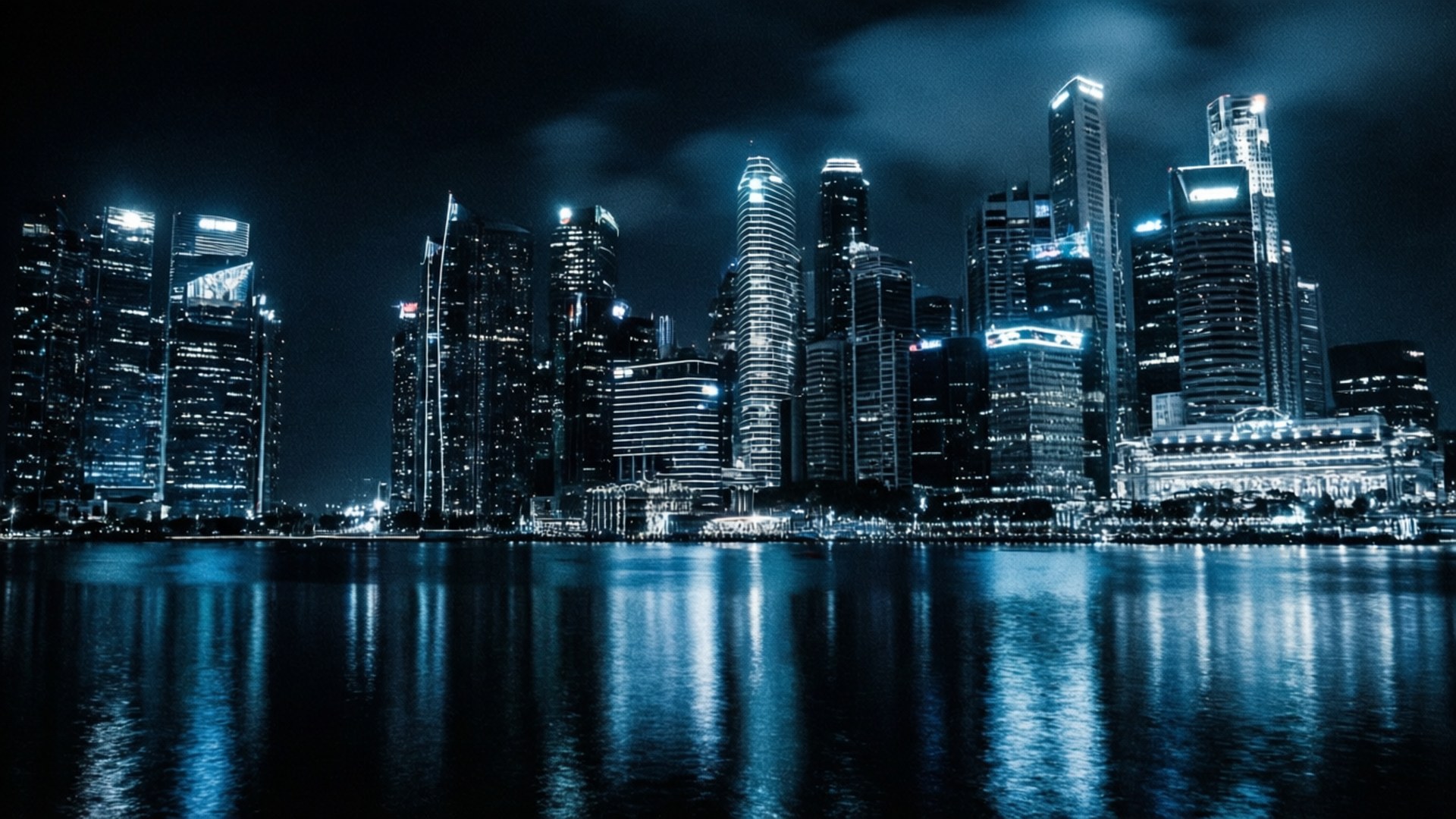 Electric Blue Night City by Wallpapers.art Studio