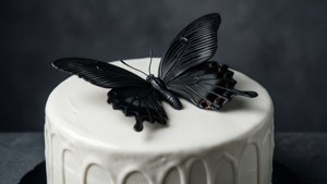 Elegant Black Butterfly Cake