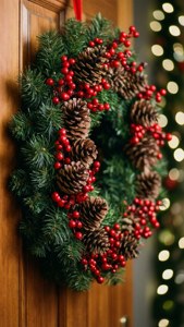Elegant Christmas Wreath Closeup