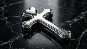Elegant Chrome Heart Cross