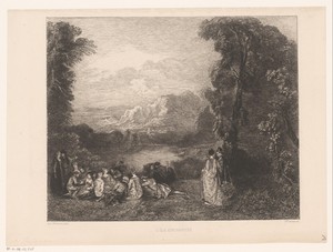 Elegant gezelschap in een berglandschap