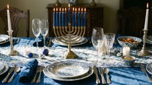 Elegant Hanukkah Table