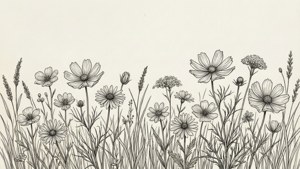 Elegant Line Art Wildflowers