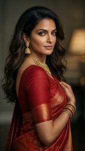Elegant Red Saree Look