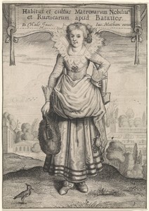 Elegante dame met veren waaier