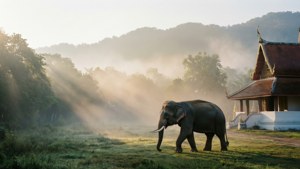 Elephant in Morning Mist