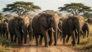 Elephant Parade at Dusk