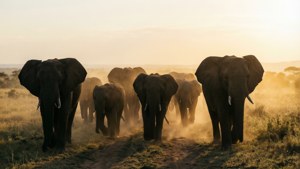 Elephants at Sunrise
