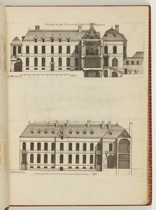 Elevaon du costé de la cour de l’Hostel de la Basignere (Upper Plate) / Elevation du costé du Jardin de l’Hostel de la Basignere (Lower Plate)