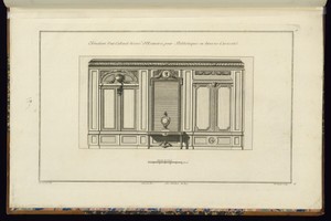 Elévation d'un Cabinet décoré d'Armoires pour Bibliothèques ou diverses Curiosités