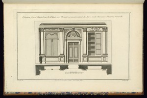 Elévation d'un Cabinet Orné de Pilastre avec Armoires pouvant contenir des livres ou des Morceaux d'histoire Naturelle