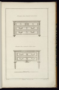 Elevation d'une Commode à trois tiroirs [et] Elevation d'une Commode à deux tiroirs