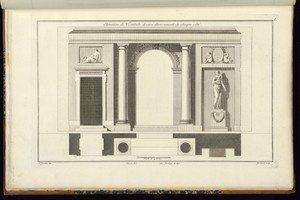 Elevation de Vestibule decoré diversement de chaque côté
