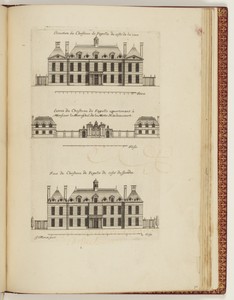 Elevation du Chasteau de Fayelle du costé de la cour / Entrée du Chasteau de Fayelle appartenant à Monsieur le Mareschal de la Motte Haudancourt / Face du Chasteau de Fayelle du costé du Jardin
