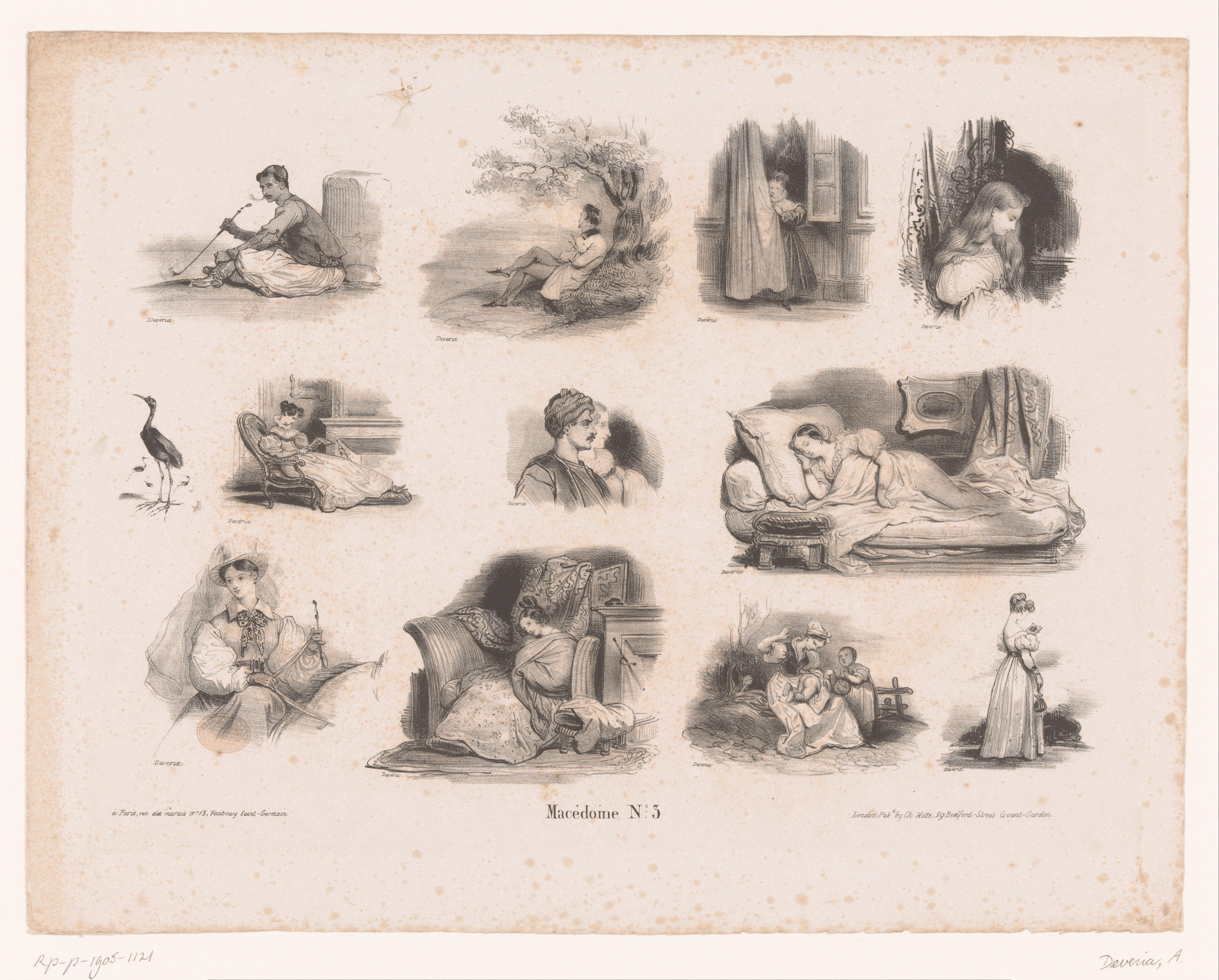 Elf voorstellingen van menselijke figuren by Achille Devéria