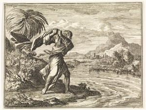 Elisa slaat het water van de Jordaan met de mantel van Elia