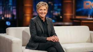 Ellen on Set Charcoal Suit
