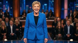 Ellen on Stage Blue Suit