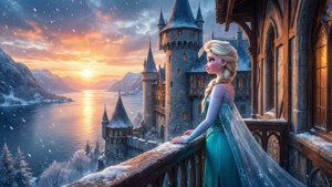 Elsa at Sunset Balcony
