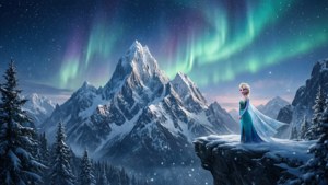 Elsa Under Aurora
