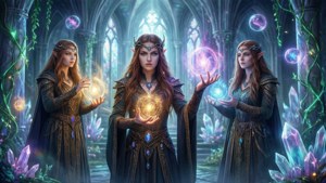 Elven Priestesses Casting Spells